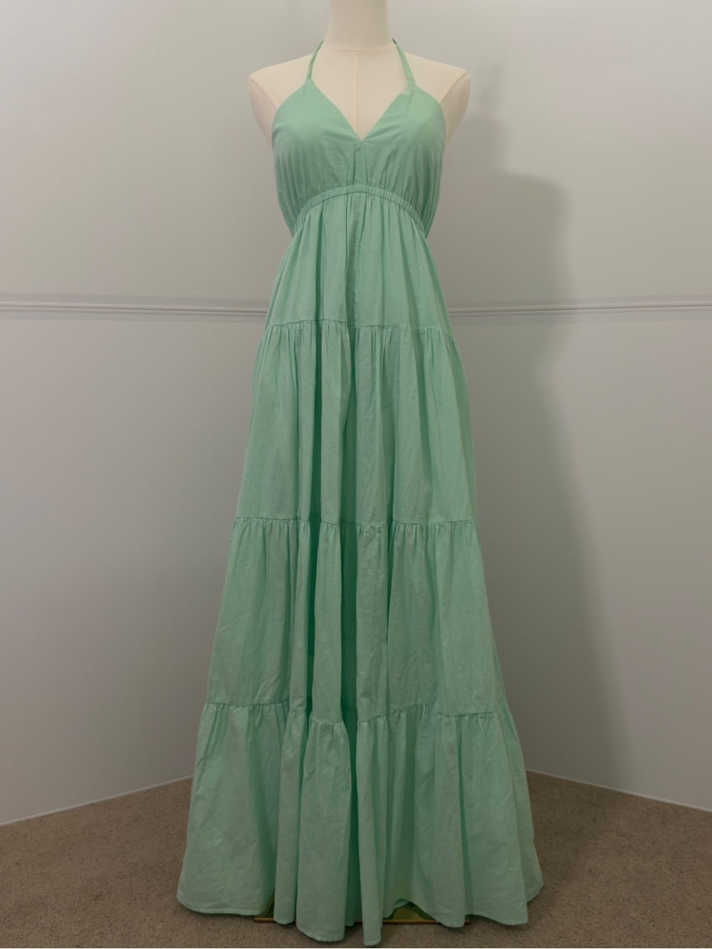 Express Mint Green Halter Tiered Maxi Dress